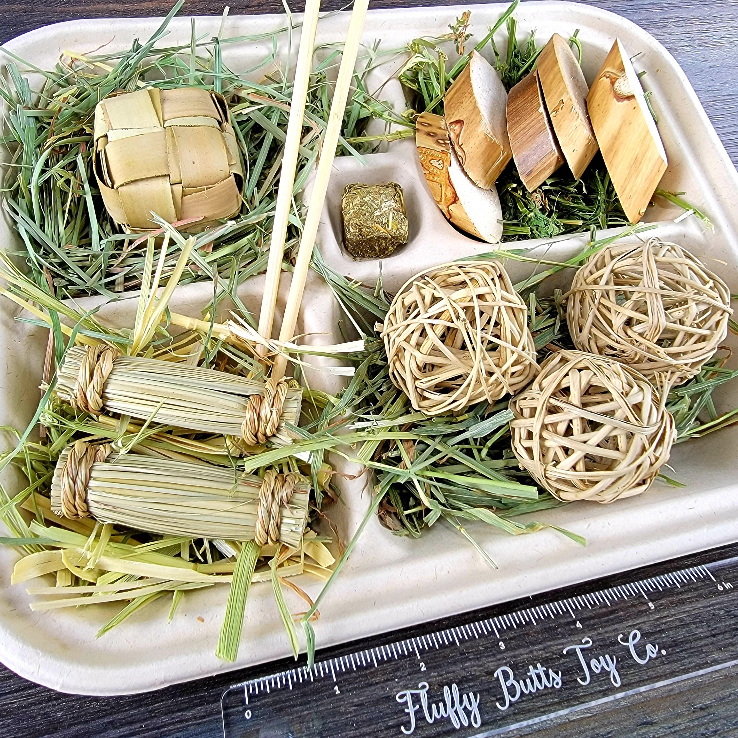 The Bunny Bento - Little Bunny Foo Food Collection - Orchard, Timothy, Oat & Alfalfa Hay Variety w/Natural Chews for Rabbits, Chinchillas