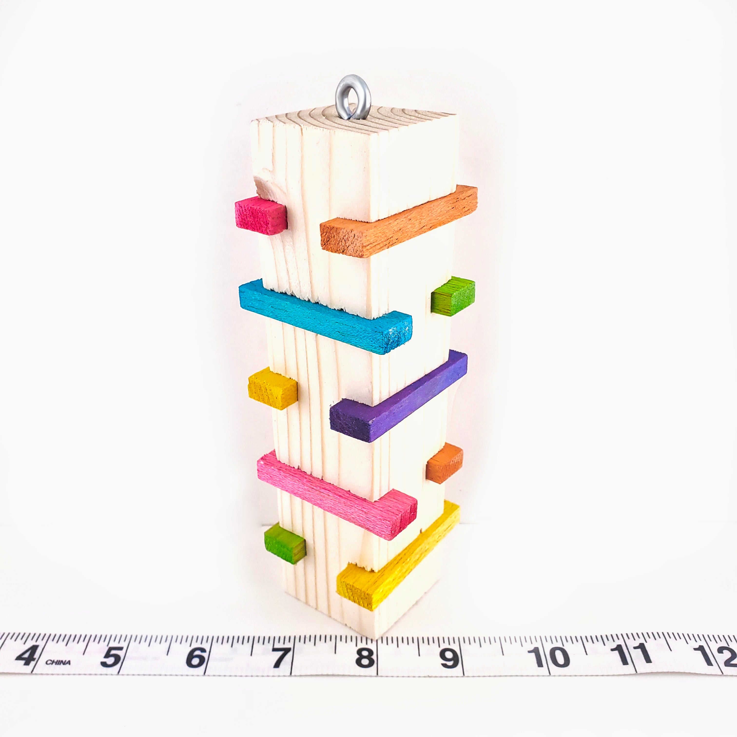 Rainbow Tower of Balsa by Cheep Thrills Bird Toys